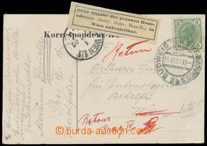 128536 - 1907 pohlednice do Vídně přeposlaná do Prahy vyfr. zn. F