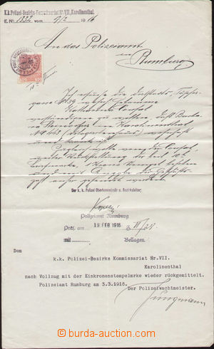 128853 - 1916 CURIOSITIES  police letter from Prahy-Karlína sent to 