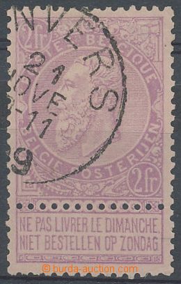 128911 - 1893 Mi.59, Král Leopold II. 2Fr lila, kat. 65€