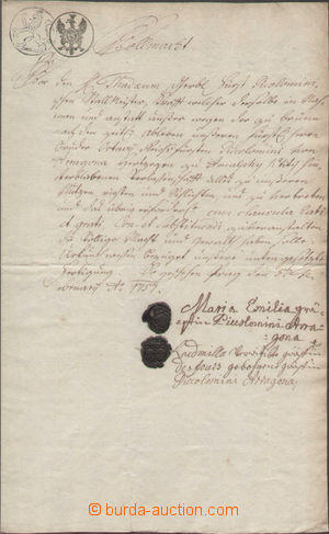 128956 - 1757 AUSTRIA (BOHEMIA, MORAVIA)  warrant issued in Prague, w