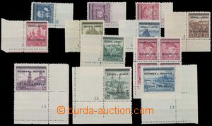 129027 - 1939 Pof.6, 8-10, 12-19, corner pieces with plate number, No