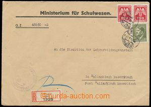 129037 - 1943 úřední R-dopis se smíšenou frankaturou služebníc