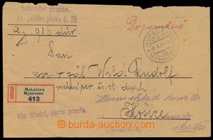 129057 - 1921 PODKARPATSKÁ RUS  R-dopis osvobozený od poštovného 