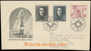 129074 - 1947 ministerská FDC M 3/47 Lidice, vzadu č. 461, s adreso