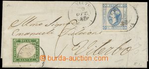 129149 - 1863 small-sized letter to Viterbo with mixed franking Mi.15