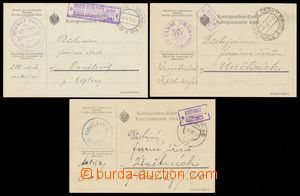 129170 - 1912-14 comp. 3 pcs of PC liberated from postage (matriční