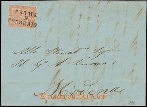 129174 - 1853 letter to Modena with Mi.7, Coat of arms 15C red, luxur