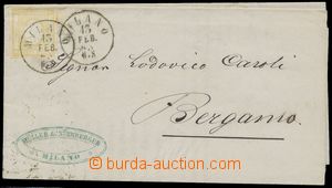 129175 - 1862 printed matter to Bergamo with Mi.13a, 2C olive-yellow,