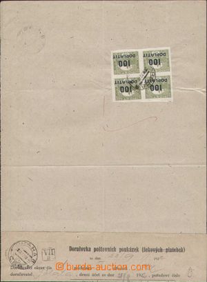 129201 - 1922 Doručovka poštovních poukázek (Tisk.160A), formát 