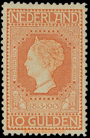 129439 - 1913 Mi.92, Královna Wilhelmina 10G červenooranžová, bez