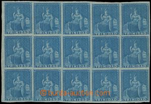 129515 - 1851 Mi.3xa; SG.3, Sedící Britannia 1P modrá, 15-blok (!)