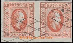 129531 - 1865 Mi.13x, Kníže Cuza v oválu 20Par červená, 2-páska