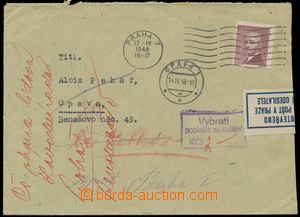 129581 - 1948 ADRESÁT NEZNÁMÝ  dopis z Prahy do Opavy, nedoručen