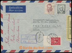 129582 - 1949 ADRESÁT NEZNÁMÝ  Let-dopis z Prahy do New Yorku, adr