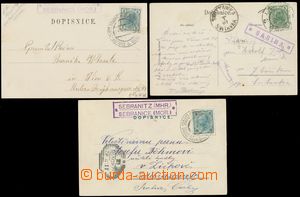 129587 - 1902-07 comp. 3 pcs of Ppc with postal agency pmk, SASINA (G