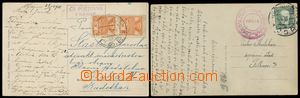 129589 - 1921-30 sestava 2ks pohlednic s poštmistrovskými razítky 