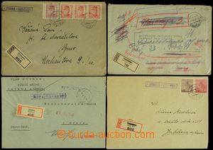 129590 - 1945 sestava 4ks R-dopisů se znárodněnými razítky pošt