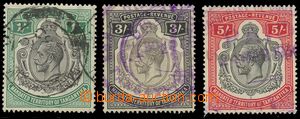 129605 - 1927 Mi.92, 94 a 96, Jiří V., vysoké hodnoty 1Sh, 3Sh a 5