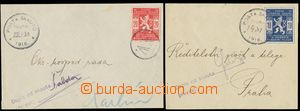 129669 - 1918 dvě přední strany dopisů vyfr. zn. Pof.SK1 s raz. P