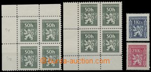 129735 - 1945-47 Pof.Sl1, Official, UL corner blk-of-4, retouch RE11 