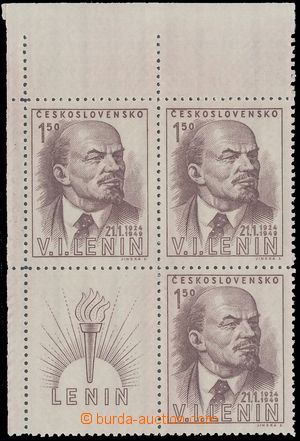 129751 - 1949 Pof.498ST, Lenin, levý horní rohový 4-blok, ST I+II,