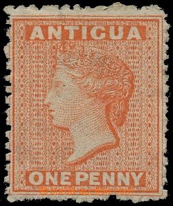 129824 - 1863 Mi.2, Královna Viktorie 1P oranžová, nečistá perfo