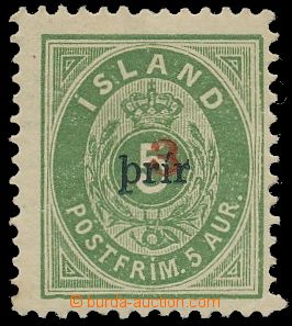 129878 - 1897 Mi.19B I., Numerals 3/5A green, overprint type I., soug