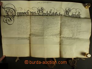 129931 - 1700 AUSTRIA (MORAVIA)  parchment document moravian royal tr