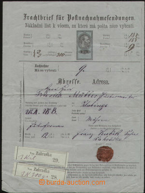 129943 - 1875 RAKOUSKO-UHERSKO  nákladní list s vtištěným kolkem