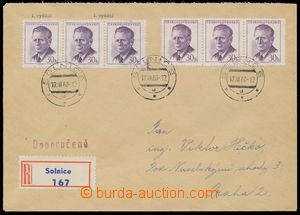 129981 - 1960 Reg letter franked with. 6-tuple franking stamp. 30h vi