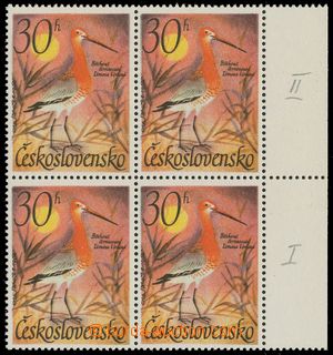 129988 - 1967 Pof.1587ST, Water Birds, value 30h, block of four with 