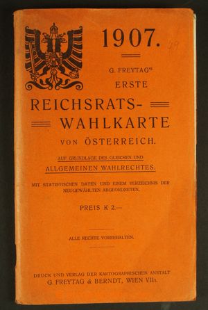 129996 - 1907 RAKOUSKO-UHERSKO  Erste Reichsrats-Wahlkarte, mapa vole