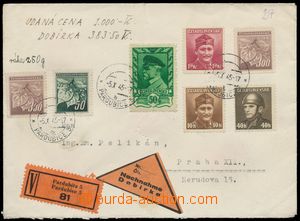 130020 - 1945 R-dopis + Dobírka do Prahy, vyfr. zn. Pof.374, 349, 38