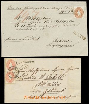 130047 - 1861 sestava 2ks R-dopisů, 1x skládaný dopis vyfr. 4-nás