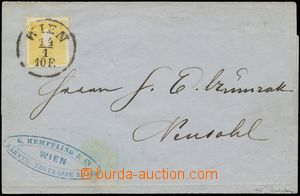 130121 - 1859 skládaný dopis jako tiskopis vyfr. zn. 2Kr žlutá I.