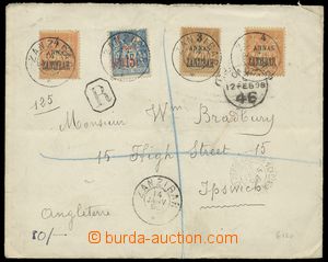 130157 - 1898 ZANZIBAR  R-dopis do města Ipswich vyfr. zn. Mi.29, 32