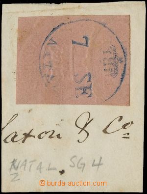 130215 - 1857 Mi.1; SG.4, Crown 3P, embossed on pink paper, on small 