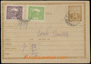 130399 - 1921 CPL2Ab, uprated mailing card 15h brown - Czech text, up