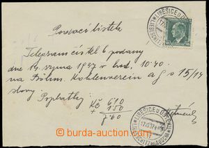 130400 - 1937 provizorní podací lístek na telegram na listu papír