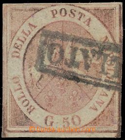 130447 - 1858 Mi.7; Sas.14, Coat of Arms 50Gr brown-rose, wide margin