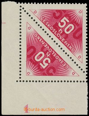 130568 - 1937 Pof.DR2, Doruční 50h červená, levý roh s DČ 1, ce