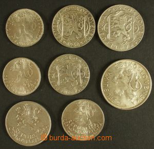 130572 - 1947-55 ČSR II.  sestava 8ks Ag mincí 10Kčs, 25Kčs 2x, 5