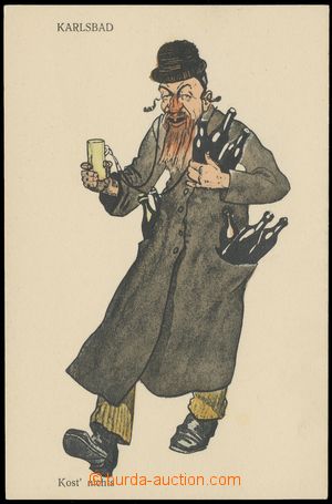 130575 - 1920? ANTI-SEMITISM  caricature Jew in Karlsbad (Karlsbad) -
