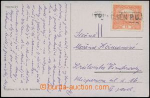 130601 - 1919 postcard with Pof.7, 15h bricky red, with railway stati