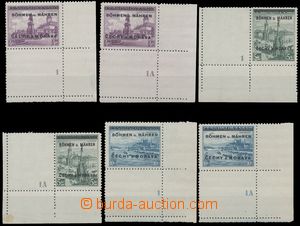 130718 - 1939 Pof.17-19K, rohové zn. s kupóny a DČ 1 + 1A, 6 kusů