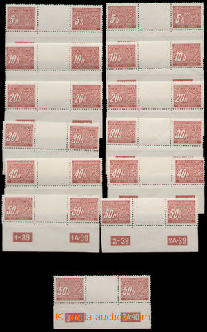 130730 - 1939 Pof.DL1-14, Postage due stmp 2-stamps gutters, complete