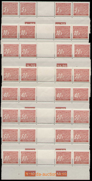 130735 - 1939 Pof.DL1-14, Postage due stmp 4-stamp gutters, incomplet