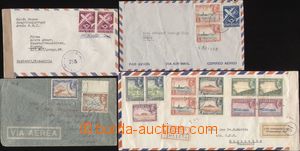 130760 - 1943-49 sestava 4ks leteckých dopisů (1x jako R), 2x cenzu