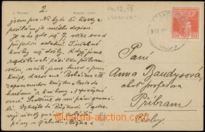 130782 - 1918 pohlednice zaslaná do Příbrami vyfr. uherskou zn. Mi