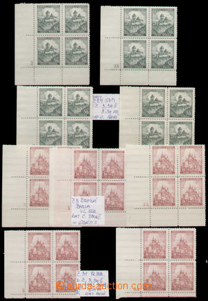 130886 - 1939 Pof.29, 31, Krajinky 50h a 1K, sestva 9ks rohových 4-b